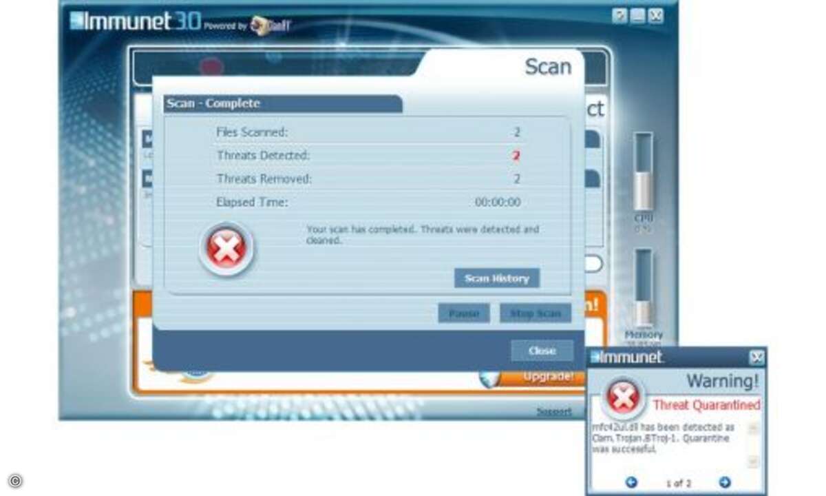 Der Bundestrojaner in Immunet 3.0 (ClamAV)
Der Virenscanner Immunet 3.0, der unter der Haube auf die kostenlose ClamAV-Malware-Erkennung setzt, bezeichnet den Bundestrojaner als