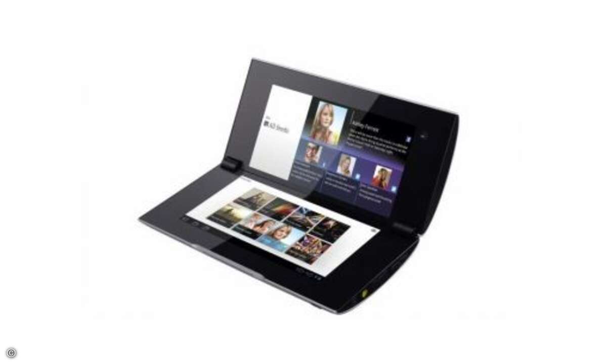 Sony Tablet P
Fällt bereits Sonys Tablet S optisch aus dem Rahmen, so setzen die Japaner mit dem Tablet P noch mal einen drauf. Das Android-3.2-Modell lässt sich zusammenklappen und hat gleich zwei 5,5 Zoll große Touchscreens mit jeweils 1024 x 48