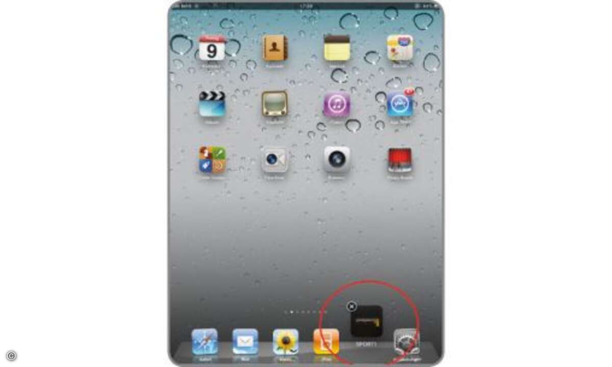 Zugriffe erleichtern
Im Auslieferungszustand sind in dem sogenannten iPad Dock – der fixen Leiste im unteren Bildschirmbereich – nur vier Direktverknüpfungen platziert; auf dem Dock ist aber Platz für bis zu sechs Apps. Das Auffüllen klappt ganz ein