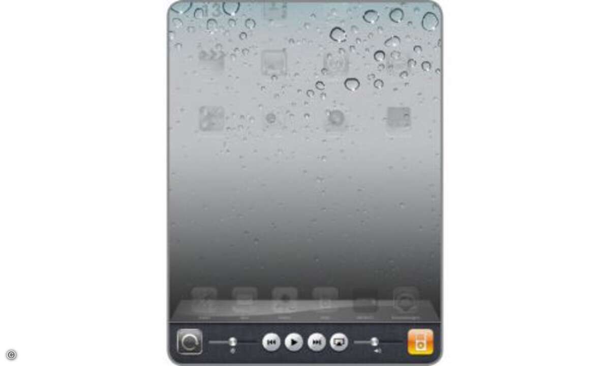 Musik voll im Griff
Nicht selten läuft der iPod im Hintergrund. Wenn Sie schnell auf den Player zugreifen möchten, öffnen Sie die Multitaskingleiste durch Doppel-Tipp auf den Homebutton und wischen Sie nach links. Hier bekommen Sie die Bedienelement