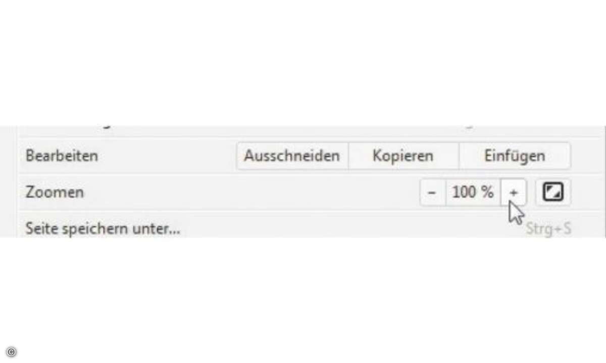 Dritte Variante: Das Zoomen von Webseiten klappt nicht nur mittels Tastendruck oder Mausrad, sondern auch übers Menü.  Tipp 3: Tastenkombinationen für flottes Surfen  Nicht nur mit Mausgesten surfen Sie schneller, auch spezielle Tastenkombinationen s