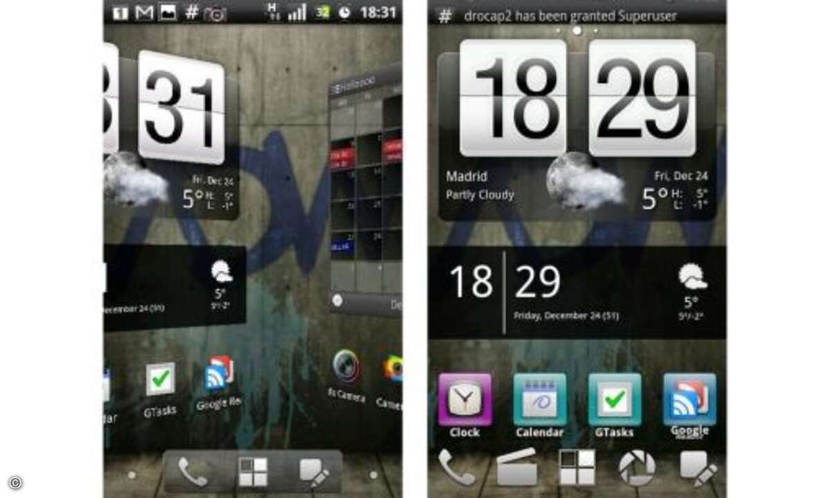 ADW Launcher EX
...auch eine Premium-Variante für 2,30 Euro. Der ADW Launcher EX bietet viele zusätzliche Funktionen und optische Leckerbissen. So wird der Wechsel der Homescreens mit hübschen 3D-Animationen veredelt. Außerdem gibt es jede Menge n