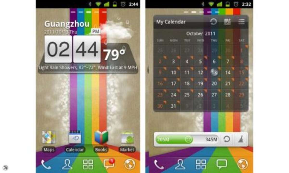 GO Launcher
Eine der neueren Oberflächen für Android. Dabei ähnelt der GO Launcher dem Launcher Pro, die Darstellung ist allerdings etwas schlichter. Dafür reagiert die App umso fixer und überfordert auch ältere Smartphones nicht.
© Anbieter