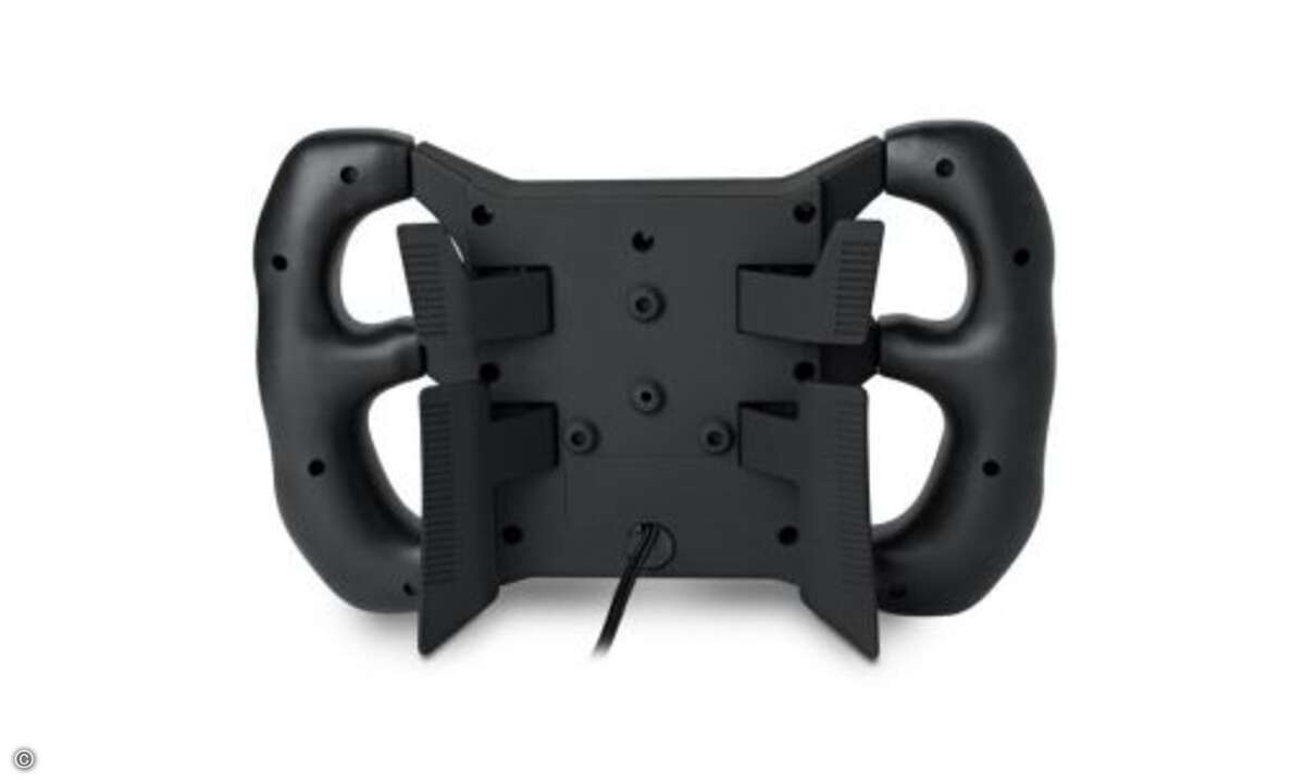 Auf der Rückseite befinden sich Paddel zum Bremsen, Beschleunigen und Schalten. © SteelSeries