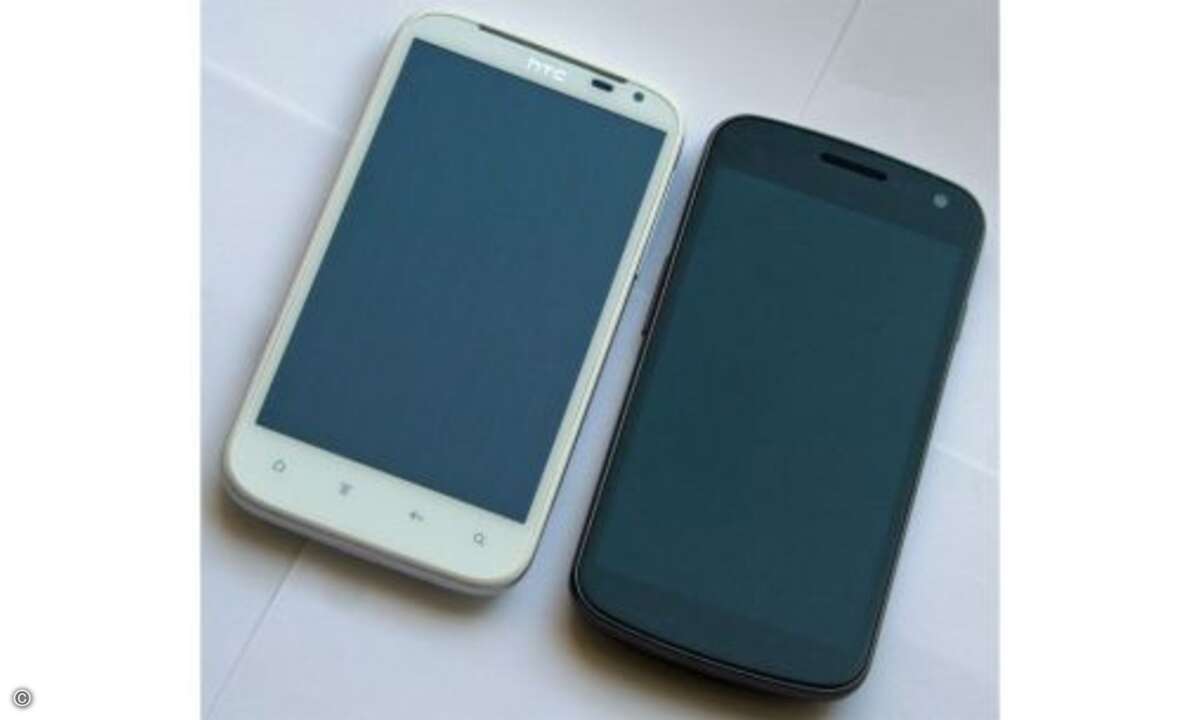 Design und Verarbeitung Beide Modelle fast gleich groß (Sensation XL: 132.5 x 70.7 Millimeter, Galaxy Nexus: 135.5 x 67.94 Millimeter). © connect