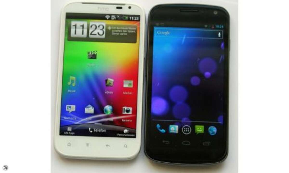Display Aber jede Kritik verstummt, sobald man das Display einschaltet. Das Nexus bietet riesige 4,65 Zoll und die scharfe Auflösung von 1.280x720 Pixel. Die HTC-Anzeige ist mit 4,7 Zoll zwar sogar noch etwas größer, aber mit 800 x 480 Pixel bei wei