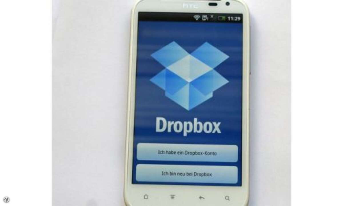 System Die Online-Festplatte Dropbox findet der Nutzer sogar schon vorinstalliert, Gratis-Speicher inklusive. An Android 4 kommt Sense aber trotzdem nicht heran. © connect