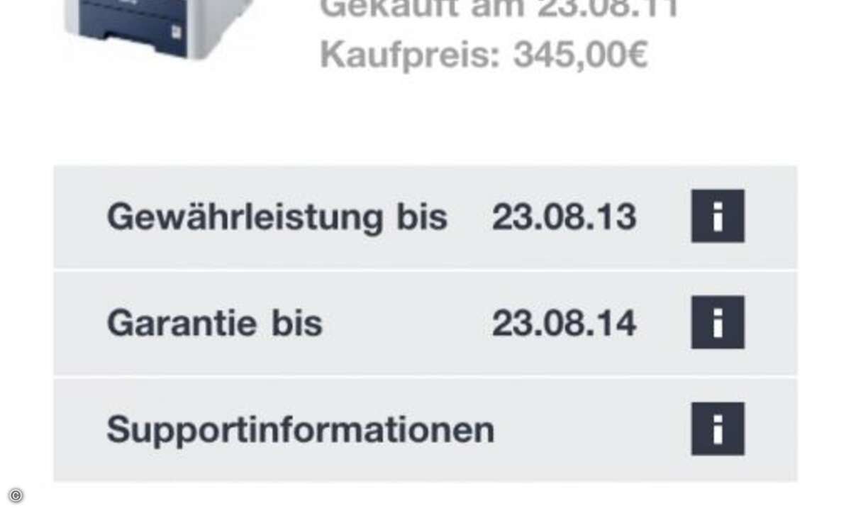 Und schon ist der neue drücker übersichtlich mit allen wichtigen Informationene in die private Produktdatenbank eingetragen.