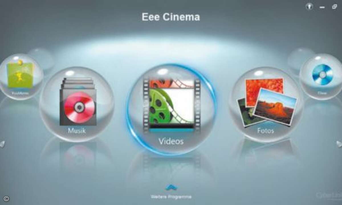 Hinter der Eee-Cinema-Oberfläche von Asus verbirgt sich die PowerCinema-Software aus dem Hause CyberLink.