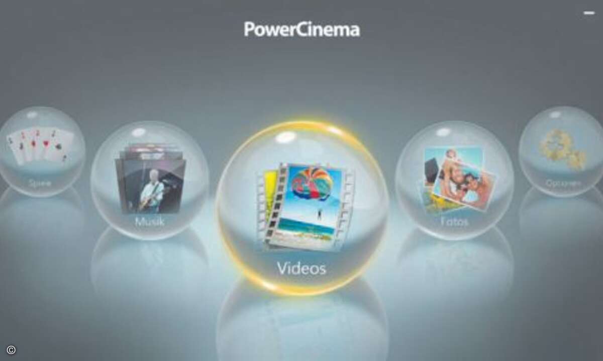 Auch Lenovo setzt auf PowerCinema von Cyberlink. Die Software ist in mehrere Module aufgeteilt.