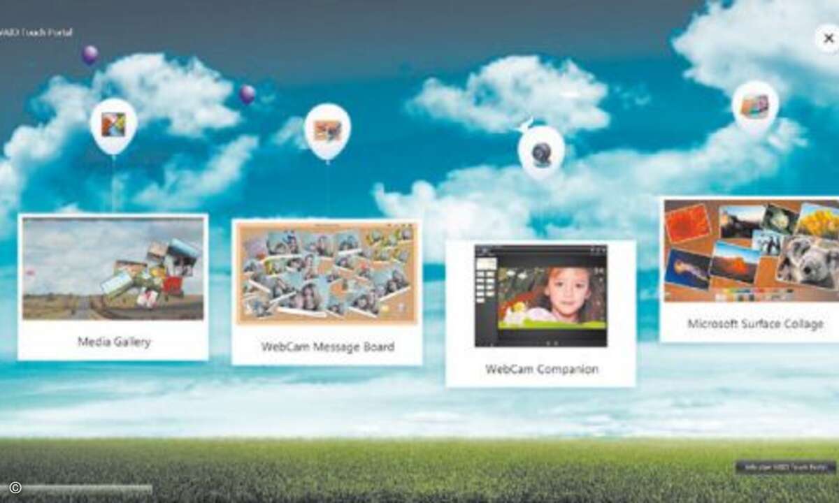 Japanisch verspielt präsentiert sich sie Touch-Oberfläche von Sony. Die Media Gallery kann auch mit Gesten via Webcam kontrolliert werden.