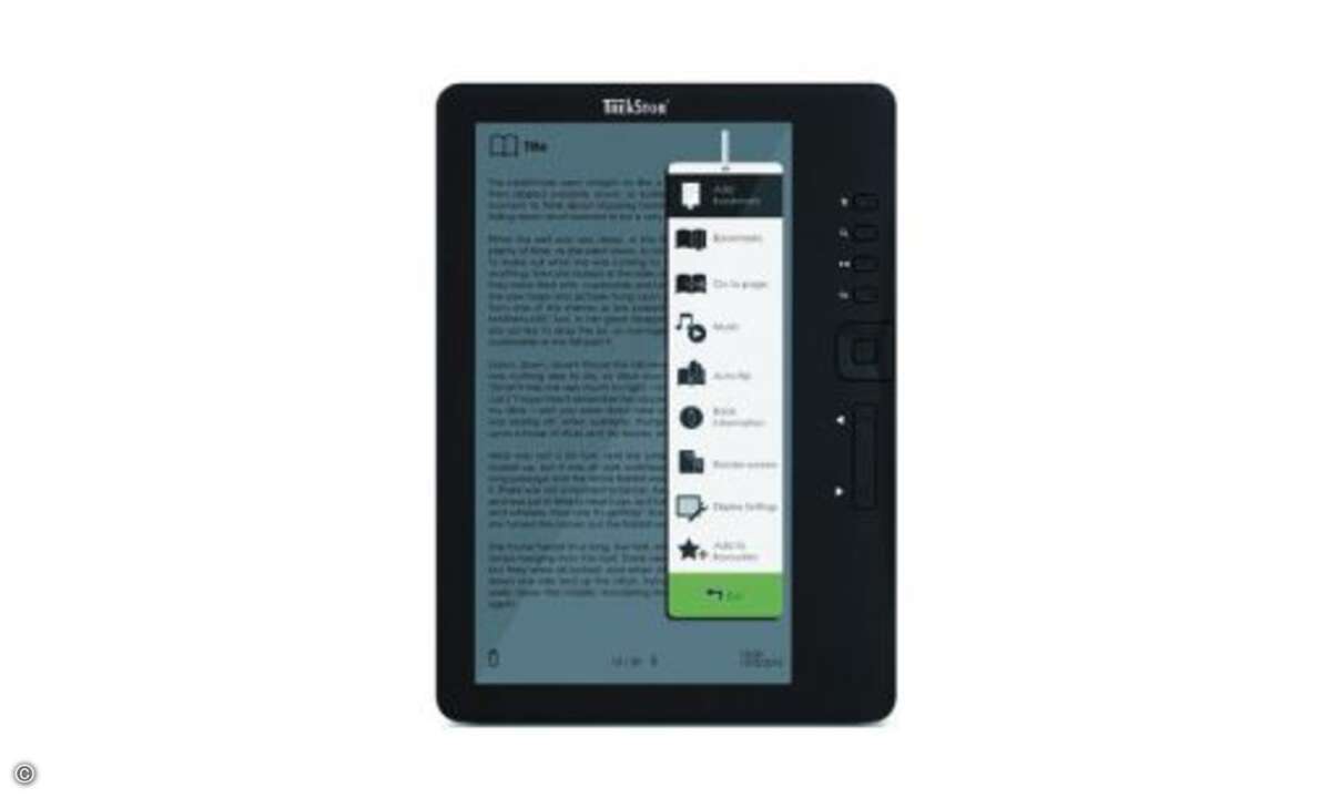 Trekstor eBook Reader 3.0 Trekstores Lesegerät fällt etwas aus der Reihe, weil es sich dabei um einen Reader mit LCDDisplay handelt. Die matte Oberfläche schluckt zwar zum Teil Reflexionen, doch ist die Lesbarkeit bei Sonnenlicht dürftig. Der Reader