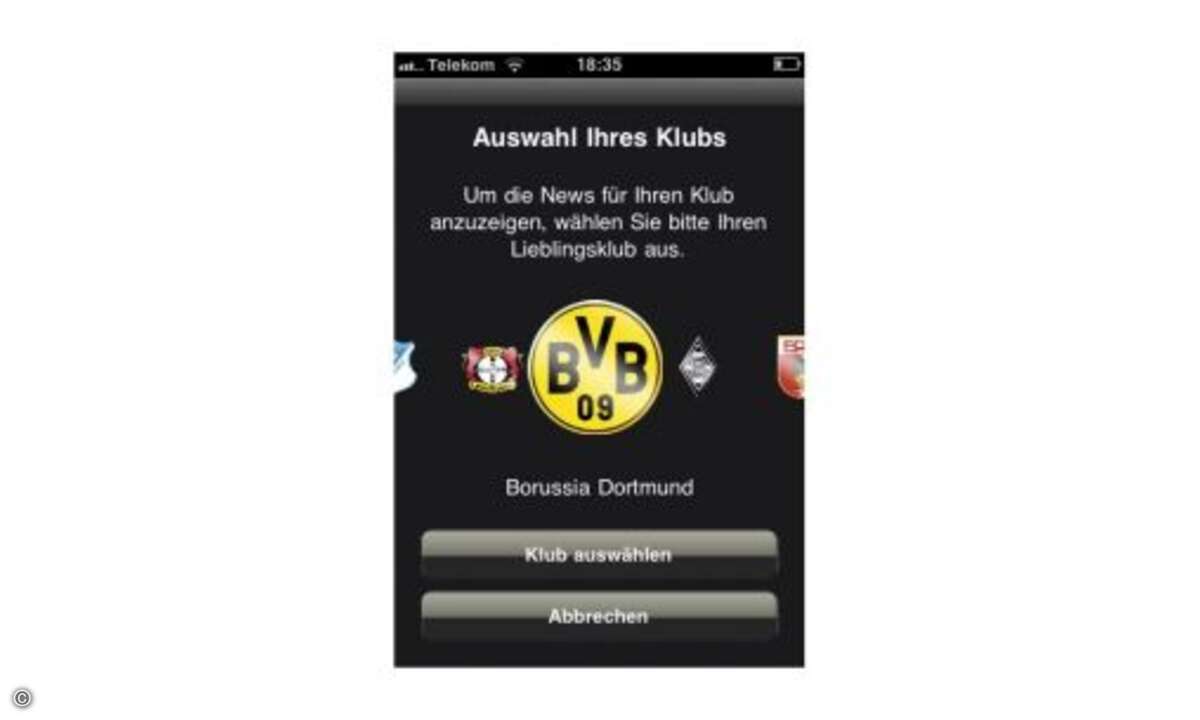 Mein Klub  ... spielt sich die Mein-Klub-App in der Vordergrund. Hier tümmeln sich alle Infos, Gerüchte und Meldungen rund um die favorisierte Mannschaft, die man einmal festlegt, jederzeit aber auch ändern kann.  Am Samstag Abend... © connect