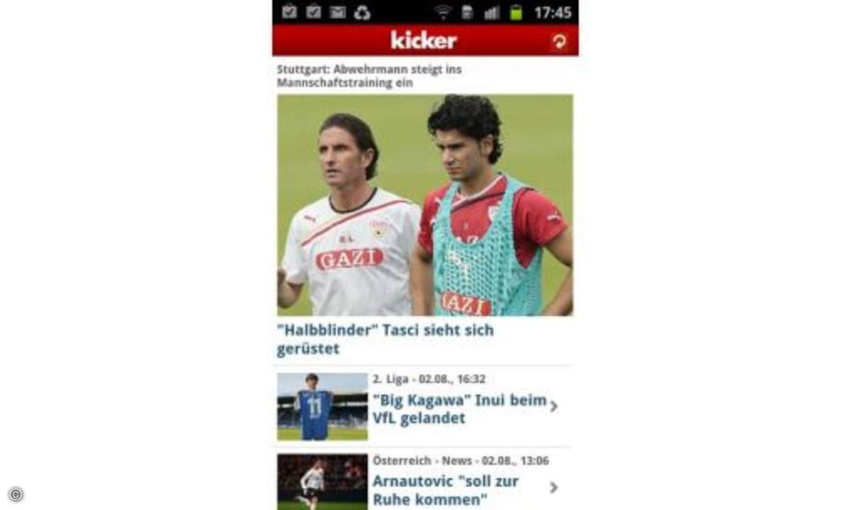 Kicker  ... App des Fußballmagazins Kicker. In übersichtlicher Darstellung werden auch hier News, Meldungen, Interviews und Statistiken en mas angeboten.  Noch mehr Statistiken... © connect