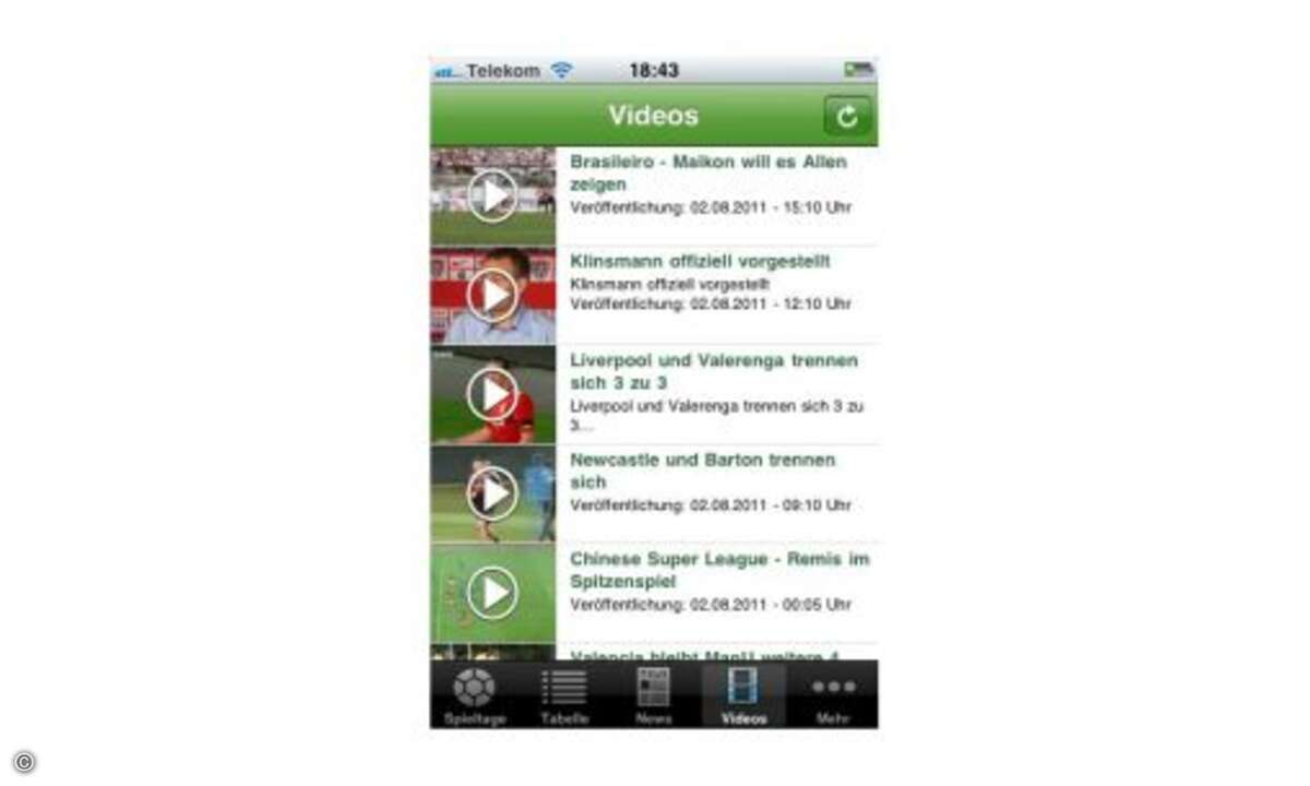 iLiga  ... einen Liveticker, Videos und ein in die App integriertes Webradio gibt's bei iLiga.  Bundesliga schön und gut... © connect