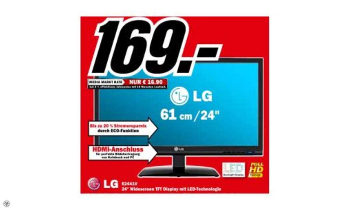 Der LG E2441V entspricht mit 24 Zoll dem derzeit meistverkauften Format bei LED Displays. Er bietet 5 ms Reaktionszeit, kristallklare brillante Bilder durch f-Engine-GrafikchipVGA- und digitalem Bildeingang, Full-HD-Auflösung mit 1.920 x 1.080 Pixel