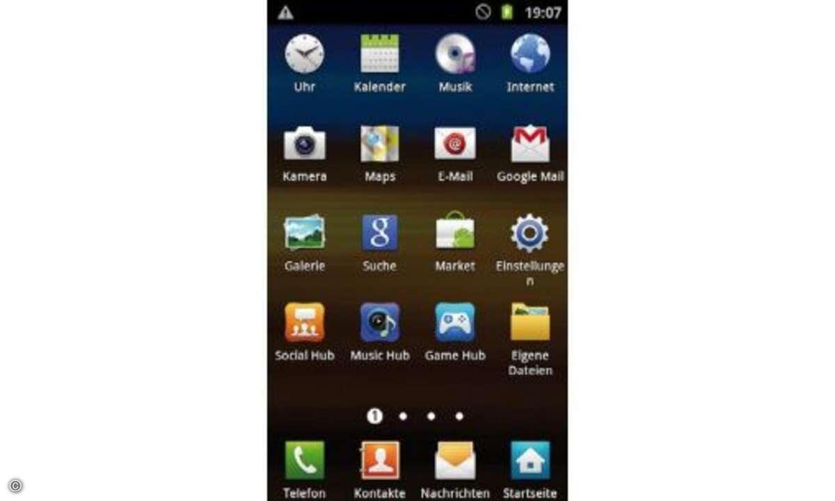 Samsung Galaxy S2 LTE Wie gewohnt: Die Android-Oberfläche des LTE-Prototypen bietet den üblichen Anblick und für das Google-System typischen Funktionsumfang. © connect