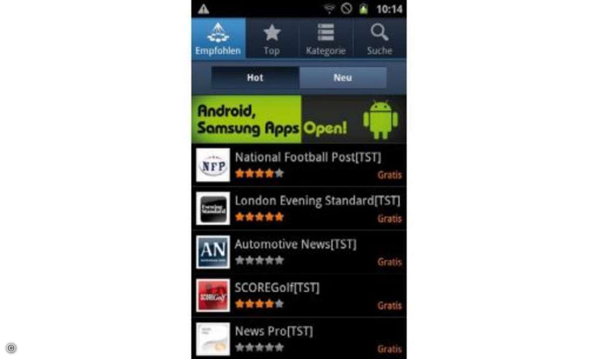 Samsung Galaxy S2 LTE Koreanische Spezialitäten: Zusätzlich zum normalen Android-Market bietet Samsung auch für das Galaxy S2 LTE eine Auswahl handverlesener Apps an. © connect