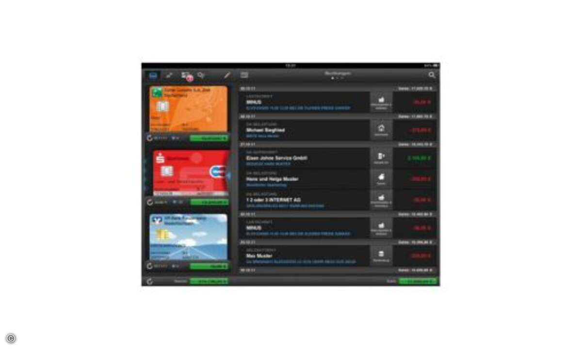 Finanzblick HD  Kontobewegungen lassen sich mittlerweile bequem per App im Auge behalten. Finanzblick HD gibt einen Überblick über alle onlinegeführten Konten und erlaubt dabei auch die Auswertung der Ausgaben:...  © connect