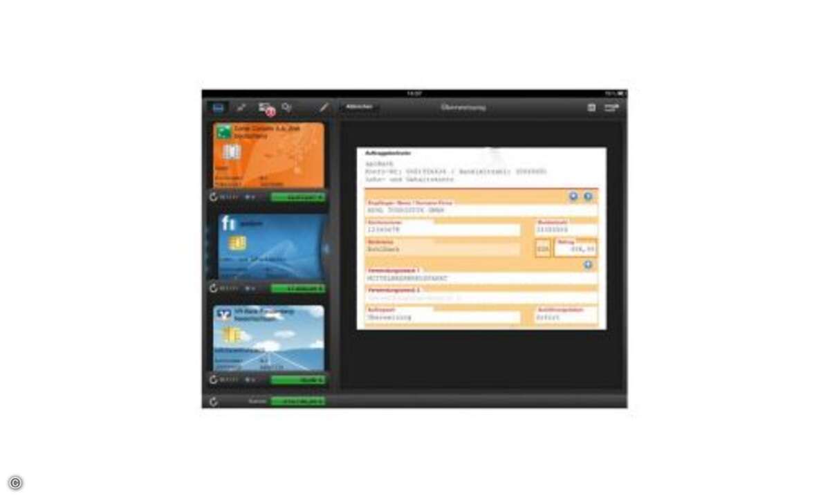 Finanzblick HD  Klassisches Onlinebanking ist ebenfalls möglich. Aktuell unterstützt die App Onlinekonten von über 4000 Banken und zeigt auch Kontostände von Paypal-Konten an.  © connect