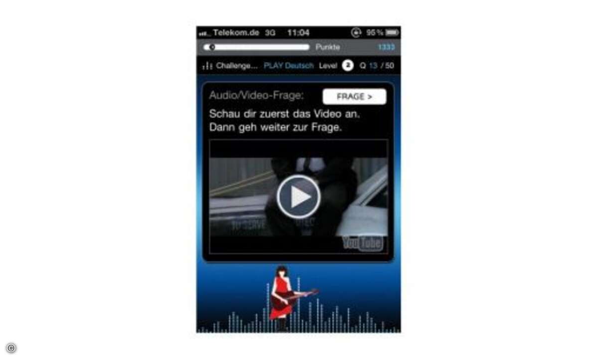 Play - The Music Quiz  Wer sich als Musikexperte bezeichnet, kann sein Wissen hier auf den Prüfstand stellen. Die iPhone-App Play – The Music Quiz spielt diverse zu erratende Musikstücke kurz an, stellt Fragen zu gezeigten Videos und lässt den Spiele