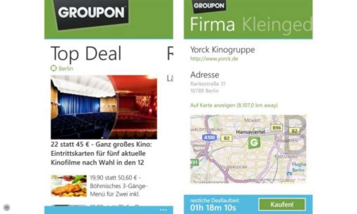 Groupon Auch der populäre Rabbattdienstleister Groupon hat einen exklusiven Deal mit Nokia abgeschlossen. Die Windows-App ist zwar bereits seit einem Jahr auf Windows Phone vertreten, im Sommer 2012 wird es aber ein signifikantes Update geben, das u
