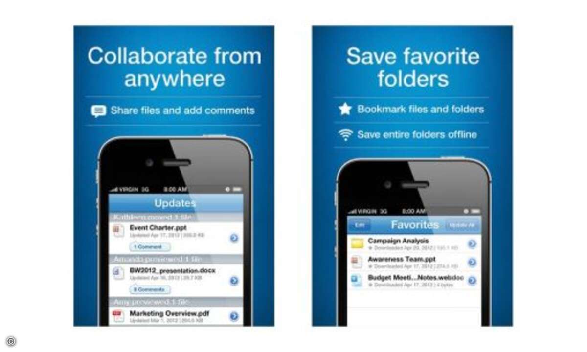 Box, Newsweek, Time Magazine Weitere angekündigte Apps sind Box (Foto), Newsweek und Time für Windows Phone. Die werden aber gleich beim Start für alle Windows Phones erhältlich sein. © Anbieter