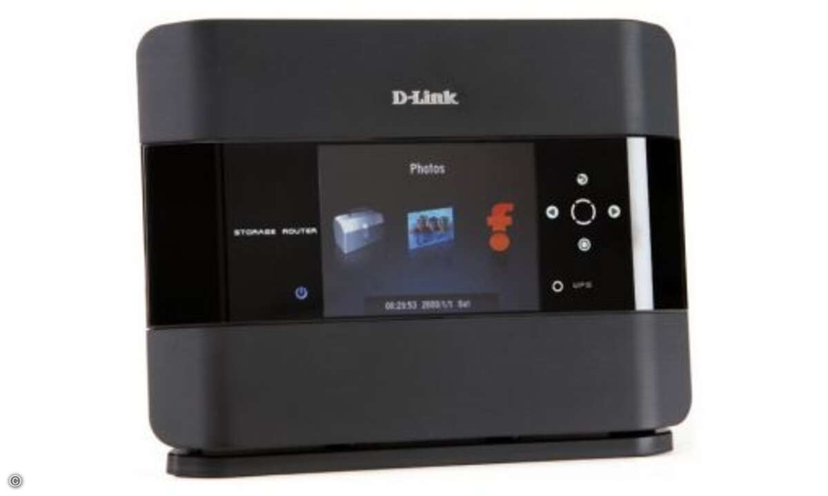 Platz 2: D-Link DIR-685
Auf einem 3,2-Zoll-Farbdisplay kann der D-Link DIR-685 nicht nur Up- und Download-Geschwindigkeit anzeigen, sondern auch Bilder. Außerdem bietet der Router einen Festplattenschacht für 2,5-Zoll-Laufwerke.
© D-Link