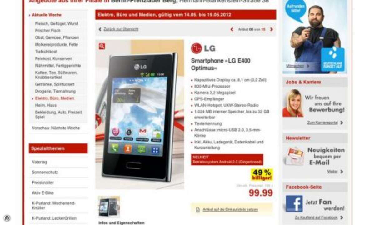Kaufland hält mit dem Optimus L3 dagegen – ebenfalls für 99 Euro. Welches Smartphone ist besser?
© connect