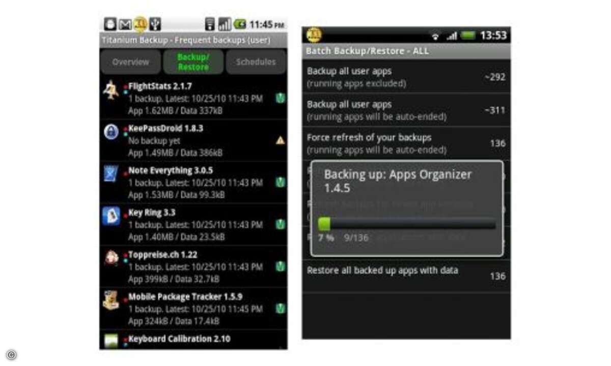 Titanium Backup: Die mächtige App geht weit über die simple Datensicherung hinaus und erlaubt tiefe Eingriffe in das Betriebssystem. Dabei gilt: Wer viel Macht hat, kann auch viel kaputt machen. Daher ist Titanium nur für erfahrene Nutzer geeignet un