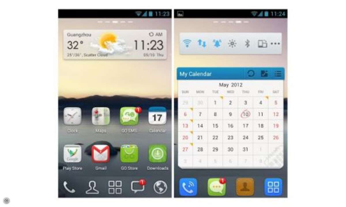 Go Launcher: Wer sein System einmal komplett umkrempeln möchte, sollte zuallererst den Go Launcher ausprobieren. Es ist die mit Abstand beliebteste alternative System-Oberfläche für Android. © Anbieter
