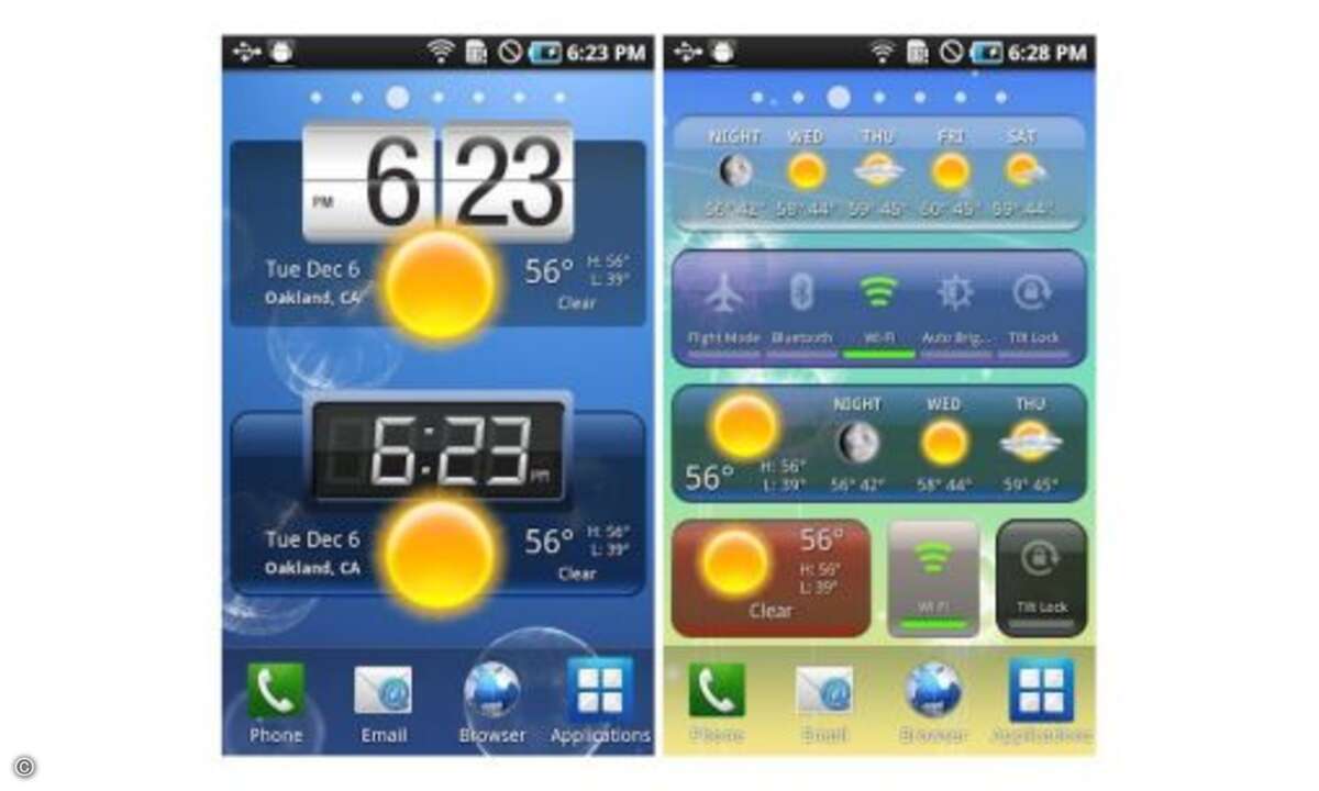 HD Widgets: Ebenfalls ein Hingucker. Diesmal handelt es sich um eine Sammlung von Widgets für alle möglichen Bereiche, etwa Wetter, Uhrzeit oder Wlan. © Anbieter