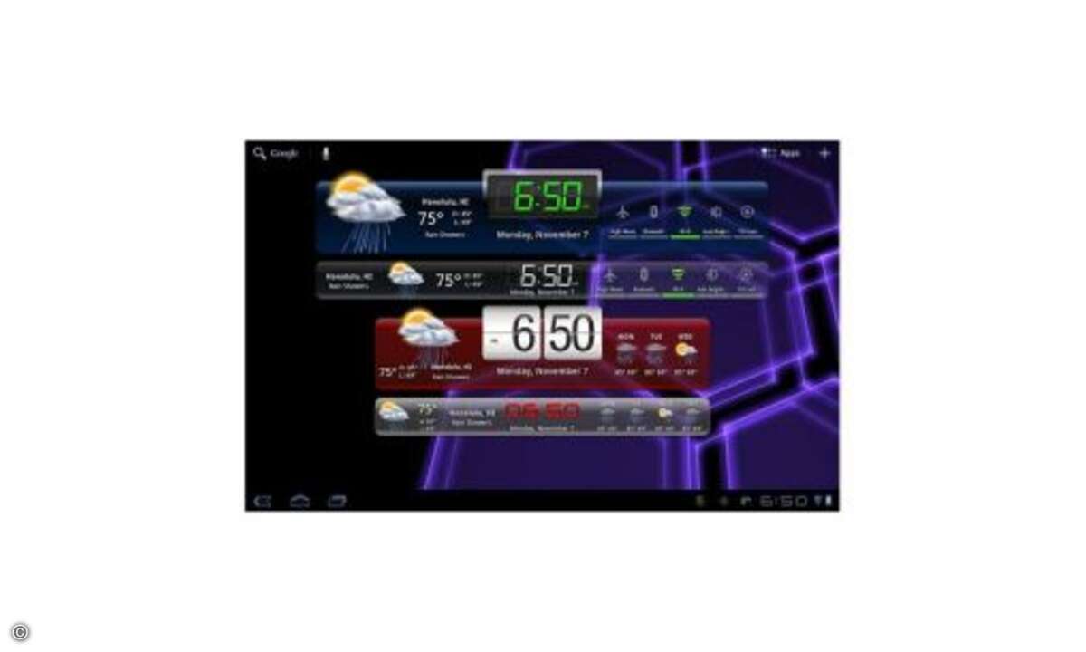 Die Widgets sind an alle Android-Bildschirm-Auflösungen angepasst und laufen auf einem Einsteiger-Smartphone mit 480x320-Display genauso wie auf einem Tablet mit 1280x800 Pixel. Dafür muss man nur 1,59 Euro ausgeben. © Anbieter