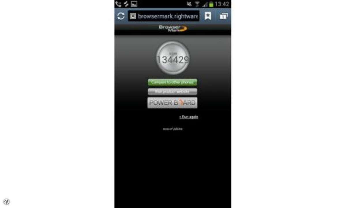 Beim Browsermark-Benchmarktest sind es 134.349 Punkte. Wir hatten bislang noch kein Gerät in Händen, das auch nur annähernd so gut war. © Connect