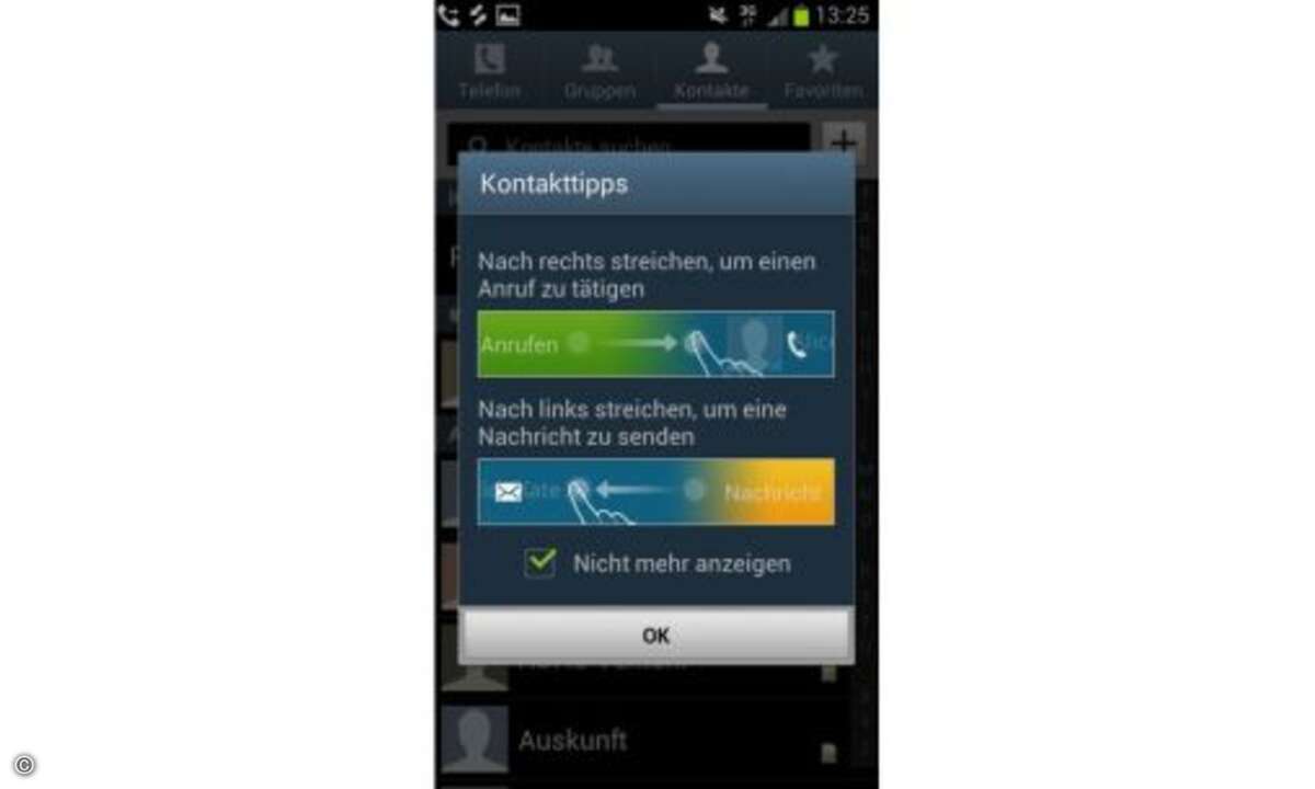 Bei den ersten Schritten hilft das Galaxy S3 immer wieder mit praktischen Bedientipps. © Connect