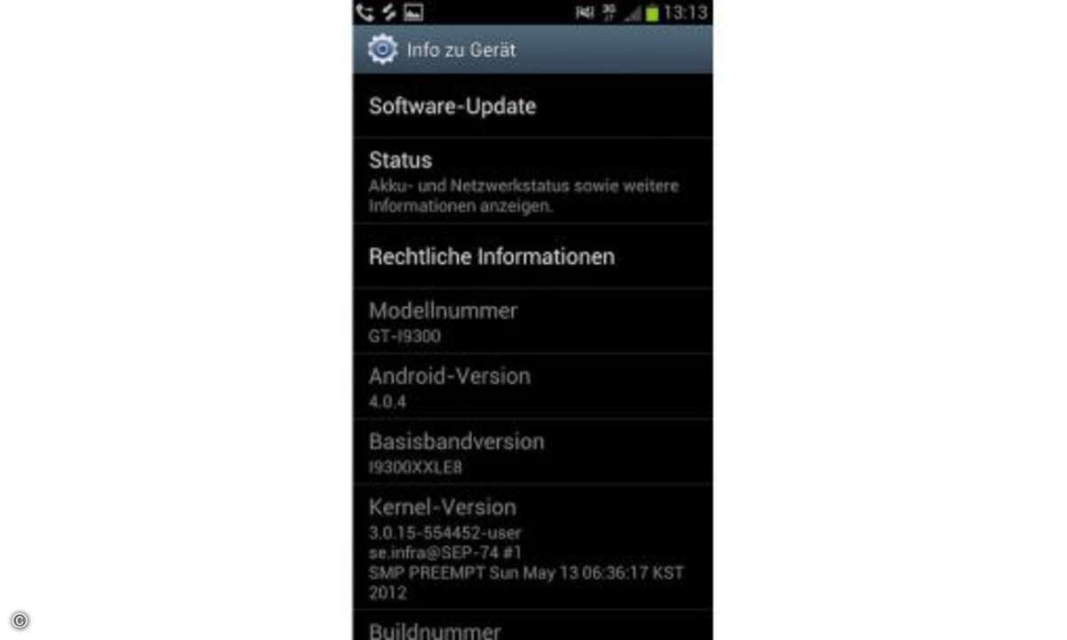 Das Galaxy S3 erscheint mit der aktuellsten Android-Version 4.0.4 © Connect