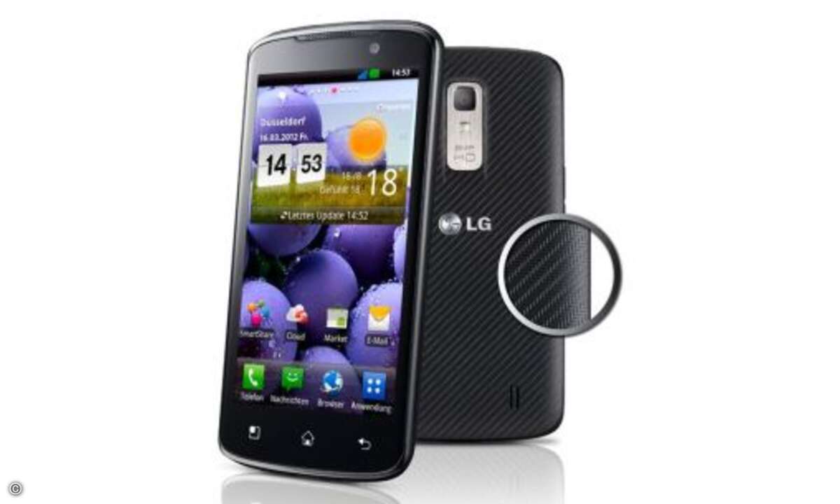LG Optimus True HD LTE: Das Optimus LTE spielt in einer Liga mit dem HTC One X und dem Xperia S. Das Display ist 4,5 Zoll groß und hat die scharfe Auflösung von 1280 x 720 Pixel. Dazu kommen eine 8-Megapixel-Kamera und ein 1,5 Gigahertz schneller Dua