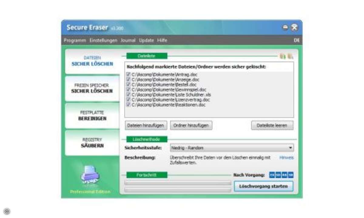 Secure Eraser kümmert sich darum, sensible Dateien so gründlich zu löschen, dass niemand sie heimlich wiederherstellen kann. Viele Windows-Anwender wissen aber noch immer nicht, dass Löschen alleine nicht reicht, um Dateien endgültig zu vernichten. W