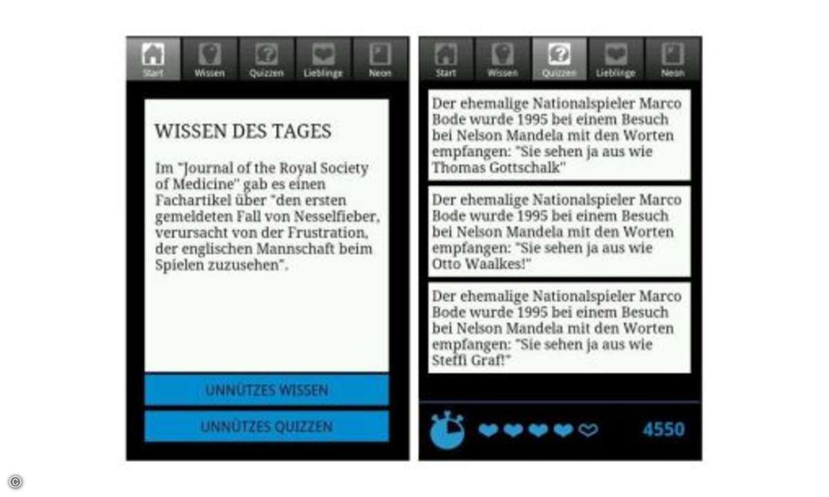 NEON unnützes Fussballwissen: Diese App beantwortet alle wichtigen Fragen, die neben dem Spielfeld eine Rolle spielen: Wie lautet der Spitzname von DFB-Kapitän Philipp Lahm? Welcher Stürmerstar braucht zum Einschlafen das Geräusch eines Föns? © Anbie