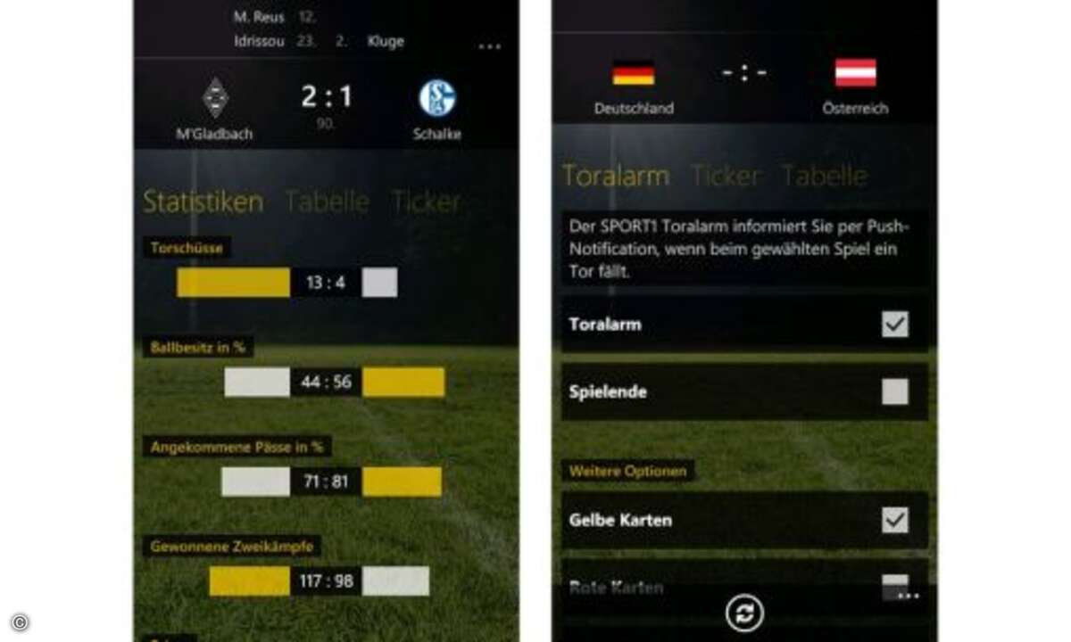 Die App ist für Android, iOS und Windows Phone erhältlich. Warum man für die Windows-Version Geld bezahlen soll, obwohl sie sich hier auf Fußball beschränkt, bleibt das Geheimnis der Entwickler. Für die anderen Plattformen ist Sport 1 kostenlos. © A