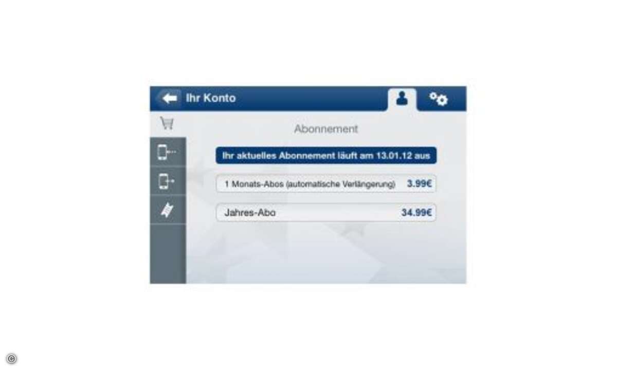 Abgerechnet wird im Abo-Verfahren: ein Jahres-Abo kostet 34,99 Euro, ein Monat 3,99 Euro. © Anbieter