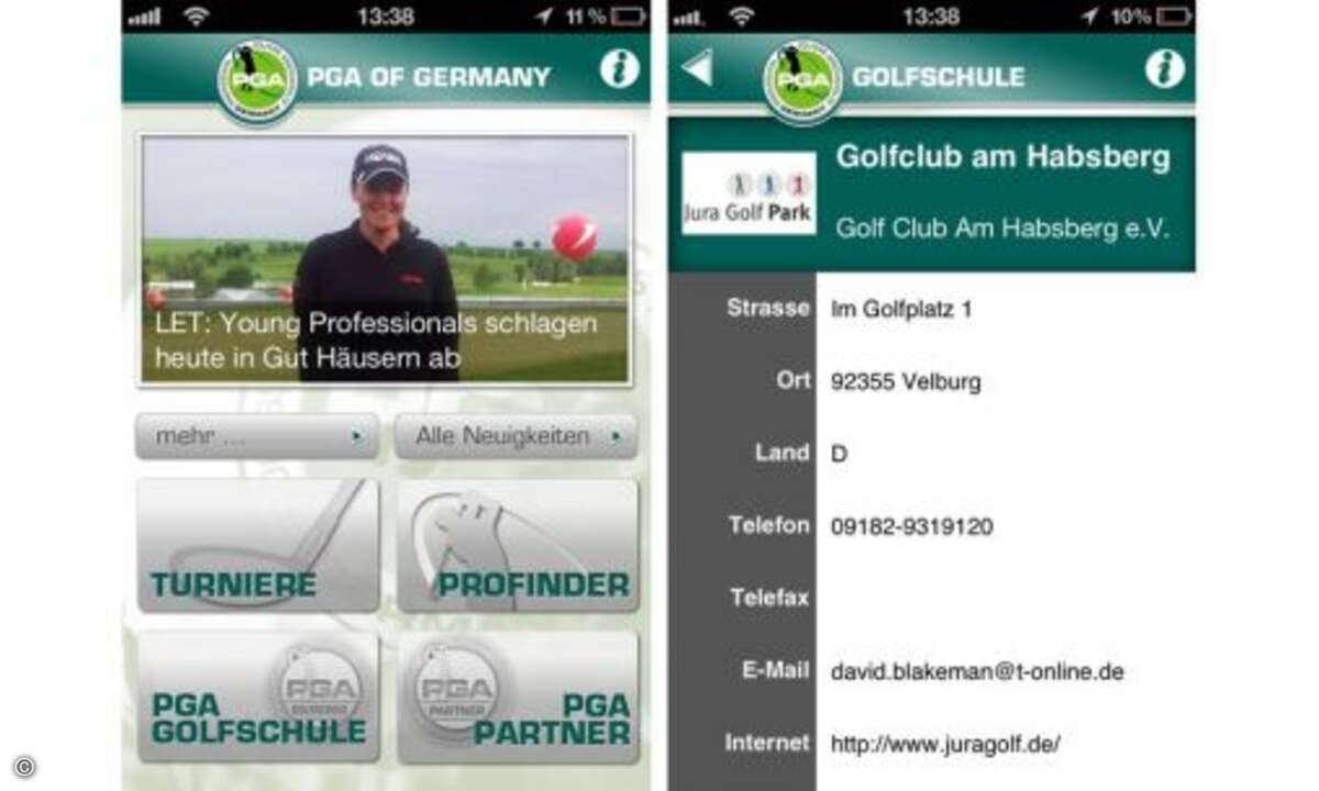 PGA of Germany: Sie sind leidenschaftlicher Golfer? Auch dafür gibt es eine App – direkt von der PGA Germany, dem Verband der professionellen Golfer. © Anbieter