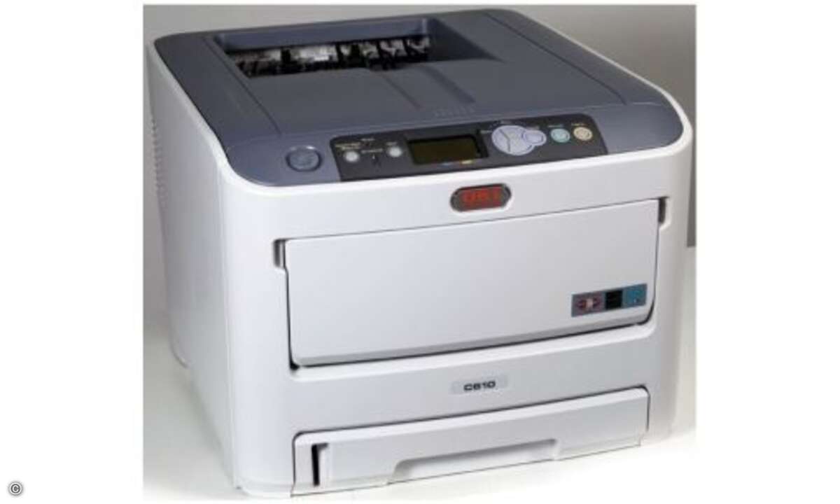 Platz 1 – OKI C610dn: Der OKI C610dn ist klar der beste Drucker im Test. Er eignet sich besonders für kleine Büros. Für die Nutzung zu Hause ist er zu teuer. © Oki