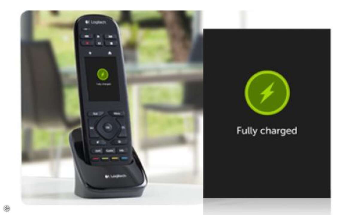 Aufgeladen wird die Fernbedienung in einer Ladestation. © Logitech