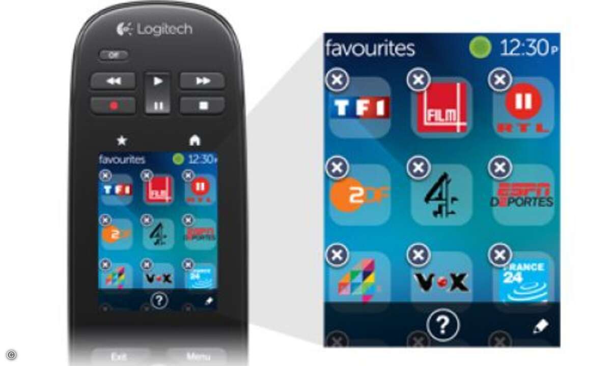 Gesteuert wird die Fernbedienung über den Touchscreen. © Logitech