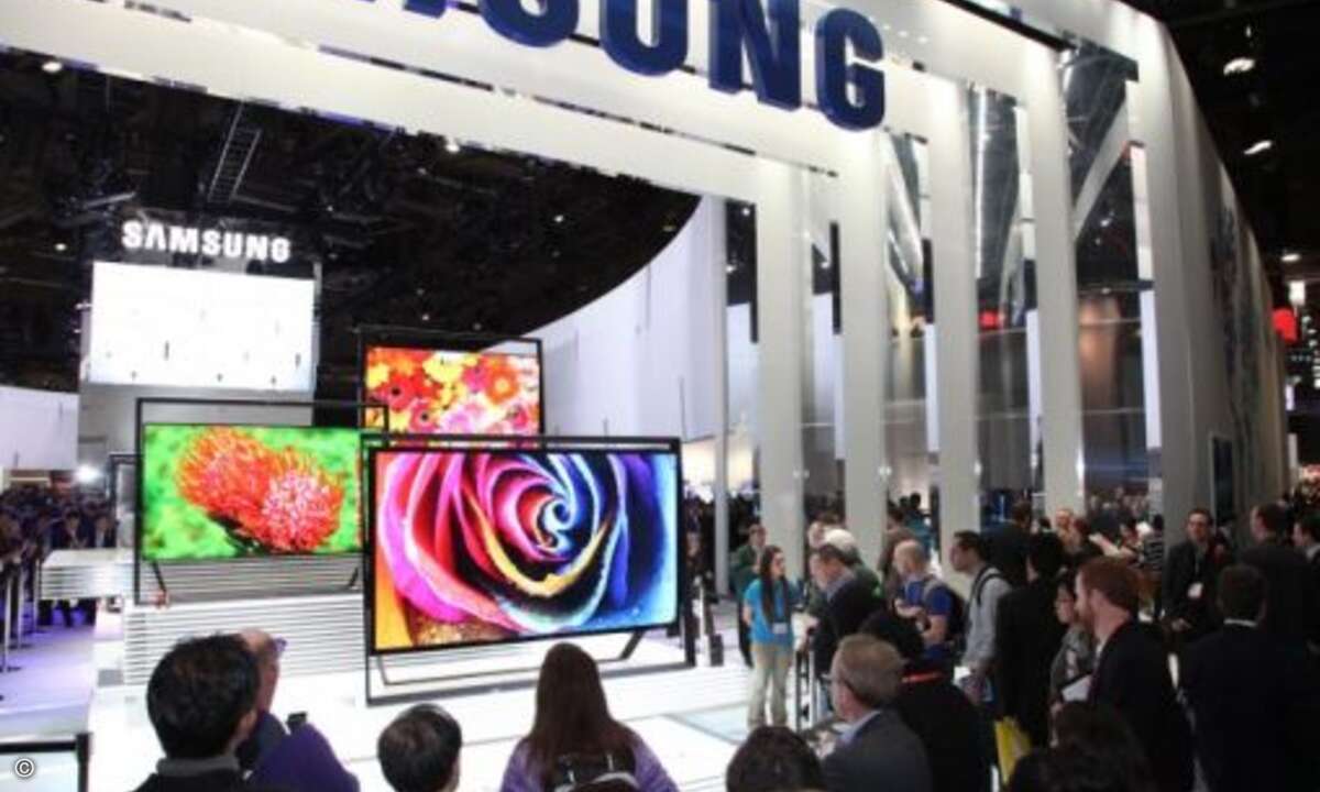 Displays soweit das Auge reicht, wie hier bei Samsung (Bild: CES)