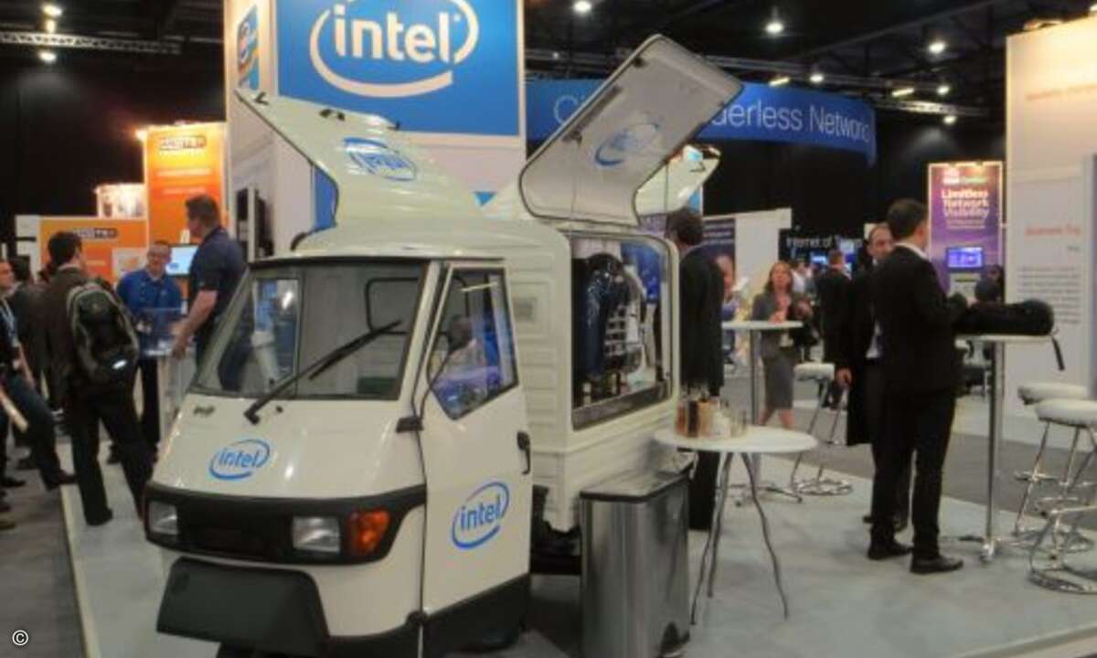 Am Stand von Intel schmeckte der Kaffee aus der innovativen Ape gleich doppelt so gut