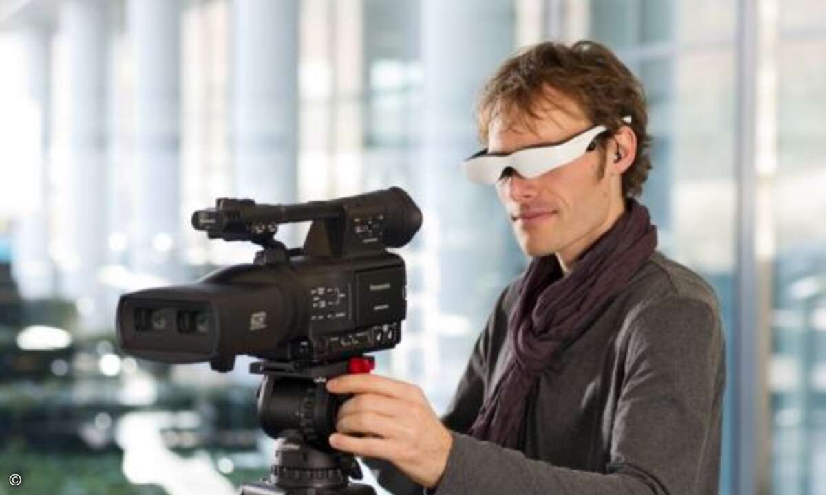 Der »Cinemizer« kann über die HDMI-Schnittstelle an einem 3D-Camcorder angeschlossen werden. Damit kann bereits während der Aufzeichnung eines 3D-Films die 3D-Qualität der Szene sofort bewertet werden. (Bild: Cinemizer)