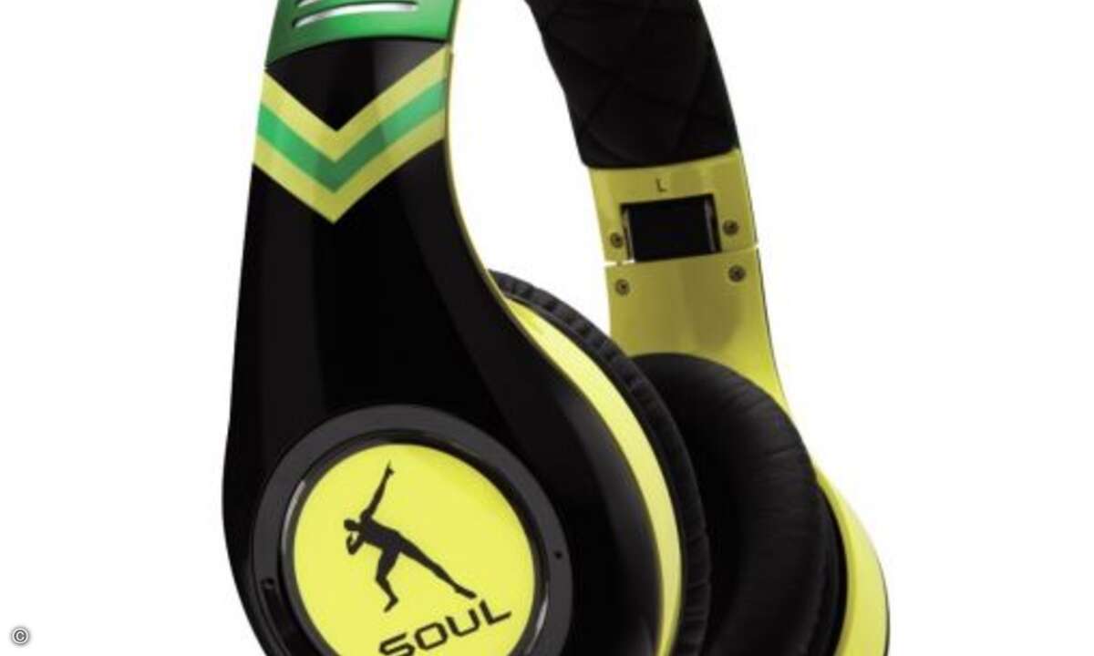 Die Kopfhörer der Marke Soul gibt es jetzt im Design von Usain Bolt: Das High-End Erfolgsmodell »SL 300« wurde dem schnellsten Mann der Welt gewidmet. (Bild: Hama)
