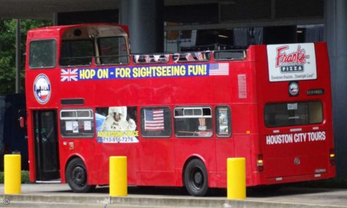 Auch ein Bus aus London hat sich offenbar nach Texas verirrt. (Bild: CRN)